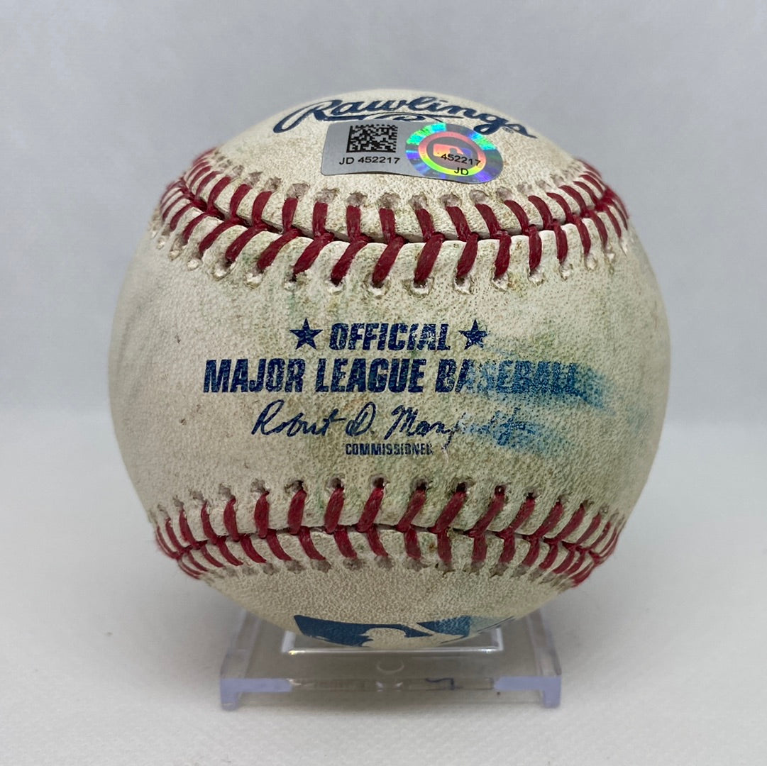 Miguel Cabrera Autographed MLB Game Used Single Career Hit 2656 RBI 1625, 1626 04/21/18