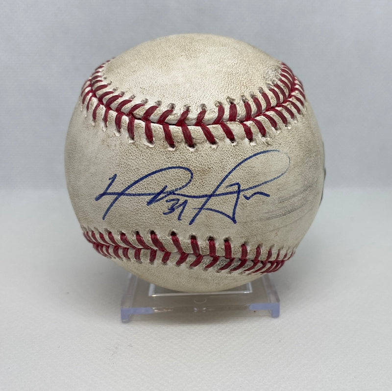 David Ortiz Autographed MLB Game Used Double From Final Career Spring Training Game 04/02/16