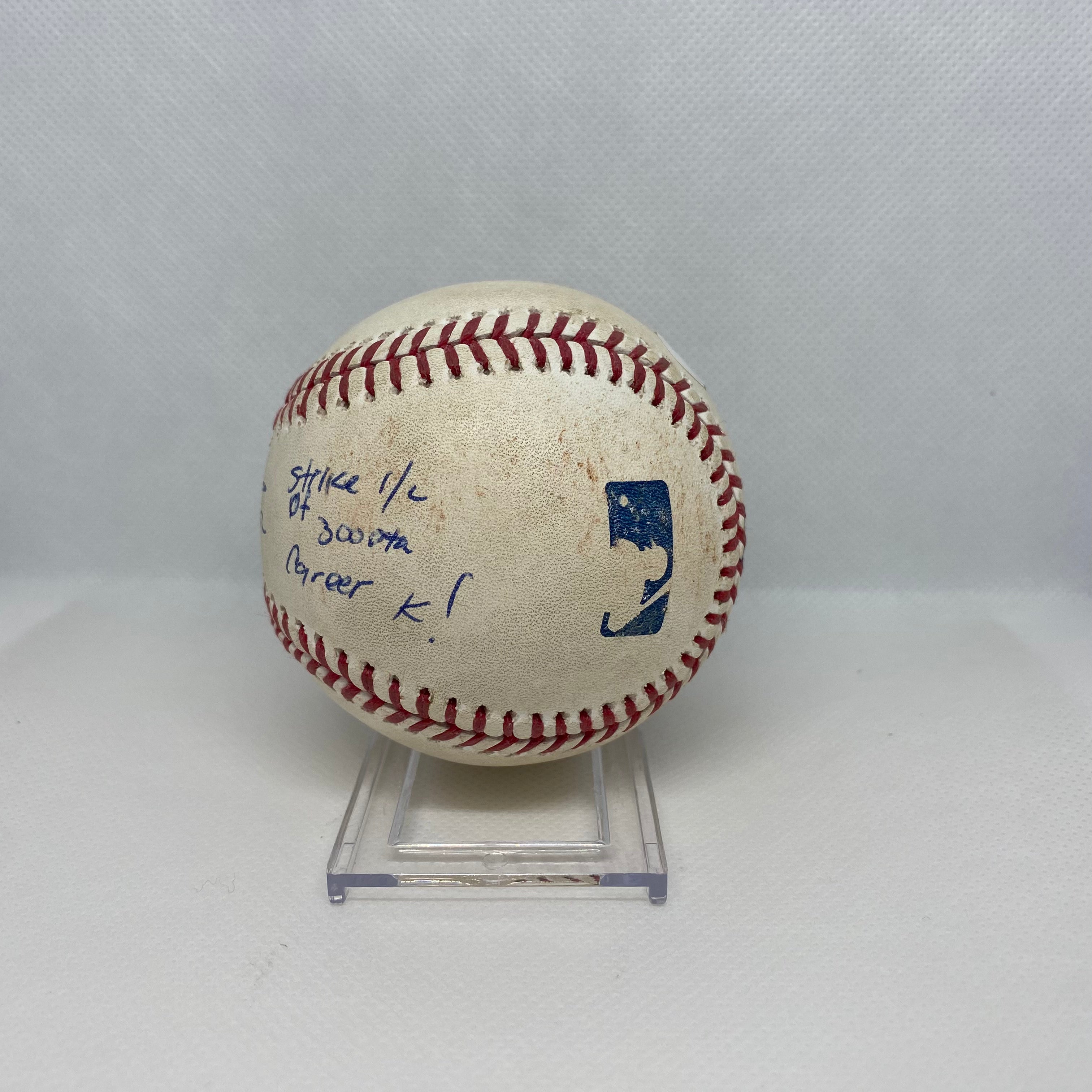 CC Sabathia Autographed MLB Game Used Ball Strikes 1 & 2 Of Strikeout 3,000 04/30/19
