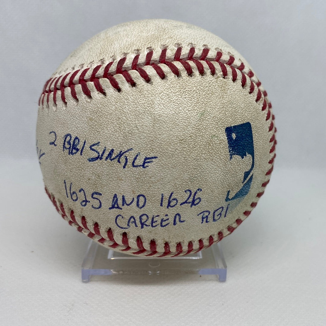 Miguel Cabrera Autographed MLB Game Used Single Career Hit 2656 RBI 1625, 1626 04/21/18