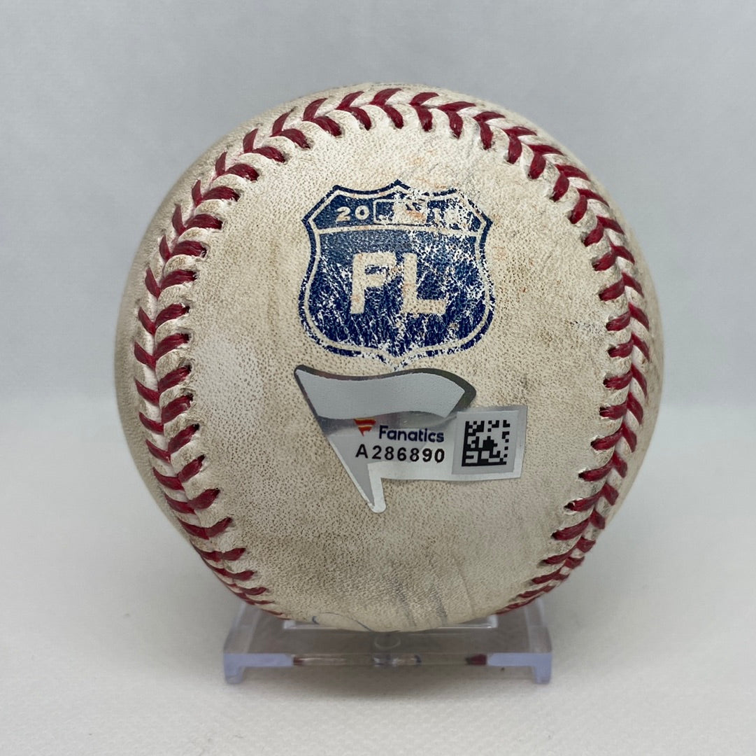 David Ortiz Autographed MLB Game Used Double From Final Career Spring Training Game 04/02/16