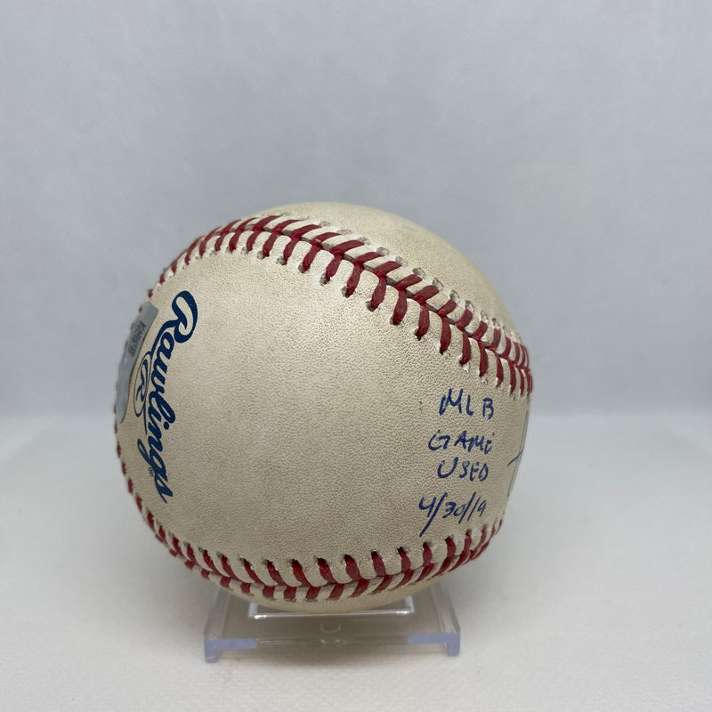 CC Sabathia Autographed MLB Game Used Ball Strikes 1 & 2 Of Strikeout 3,000 04/30/19