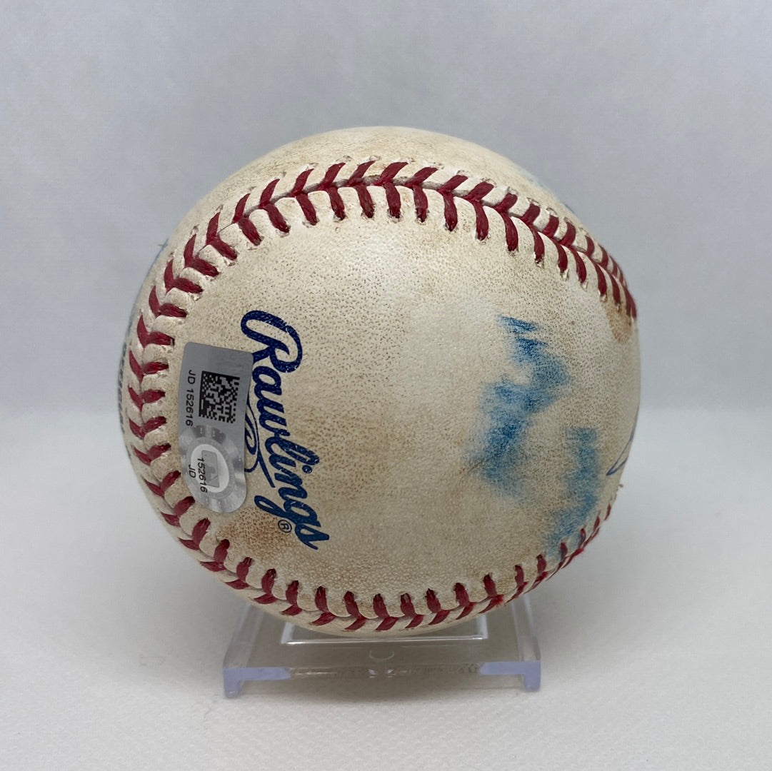 Ronald Acuna. Jr. Autographed MLB Game Used Double Career Hit 4 Double 1 RBI 2 & Freddie Freeman Double 04/26/18