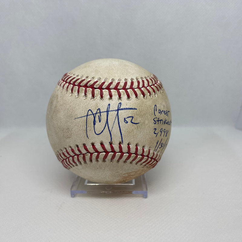 CC Sabathia MLB Ball Autographed Game Used Strikeout 2,998 04/30/19