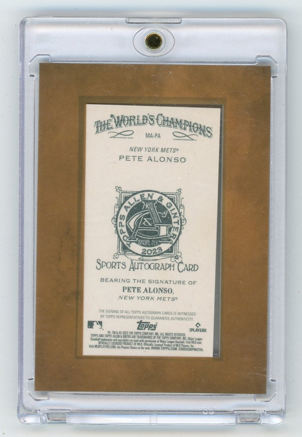 Pete Alonso 2023 Topps Allen & Ginter Framed Mini Autograph Auto