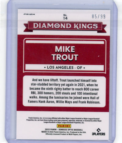 Mike Trout 2022 Panini Donruss Optic Pandora prizm #'d 85/99