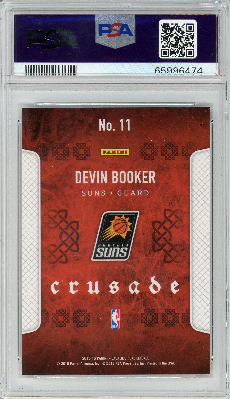 Devin Booker 2015 Panini Excalibur Crusade Camo RC PSA 9