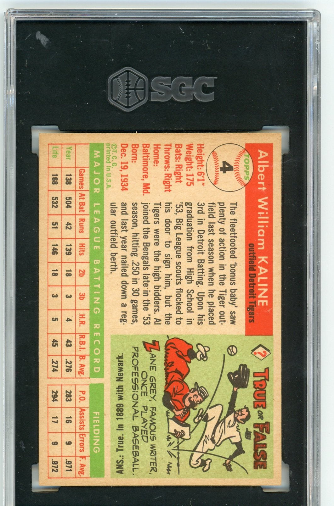 Al Kaline 1955 Topps SGC Authentic