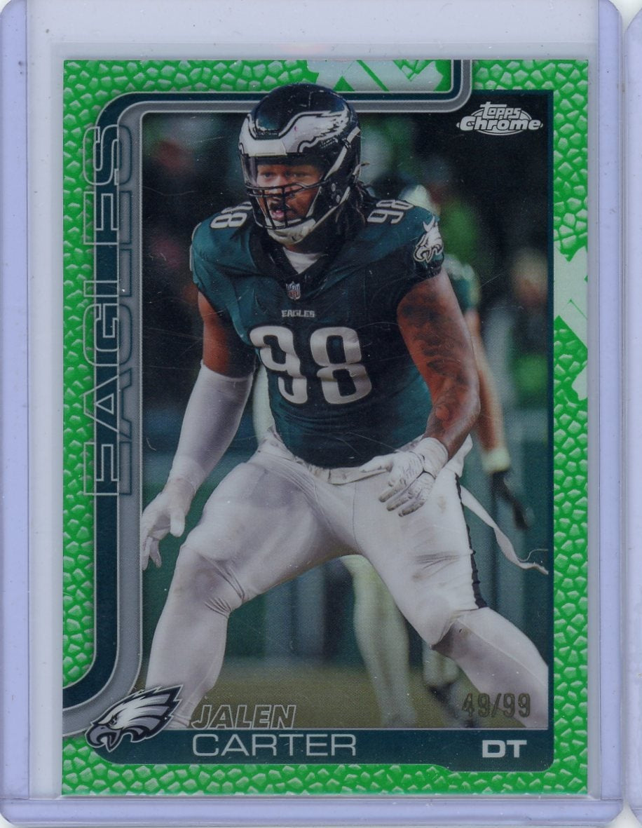 Jalen Carter 2025 Topps Chrome Green Leather Refractor #'d 49/99