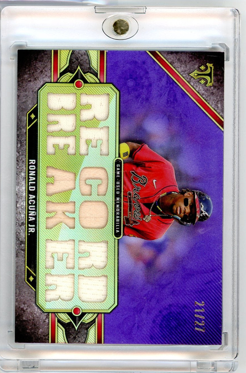 Ronald Acuna Jr. 2024 Topps Triple Threads Record Breaker jersey bat relic 