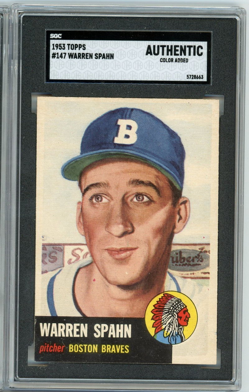 Warren Spahn 1953 Topps SGC Authentic
