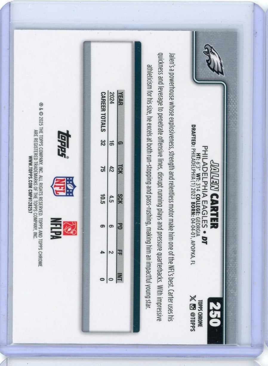 Jalen Carter 2025 Topps Chrome Green Leather Refractor #'d 49/99