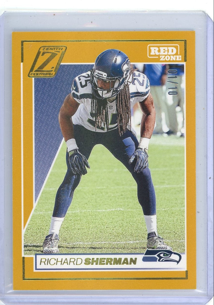 Richard Sherman 2024 Panini Zenith Red Zone Gold #'d 01/10