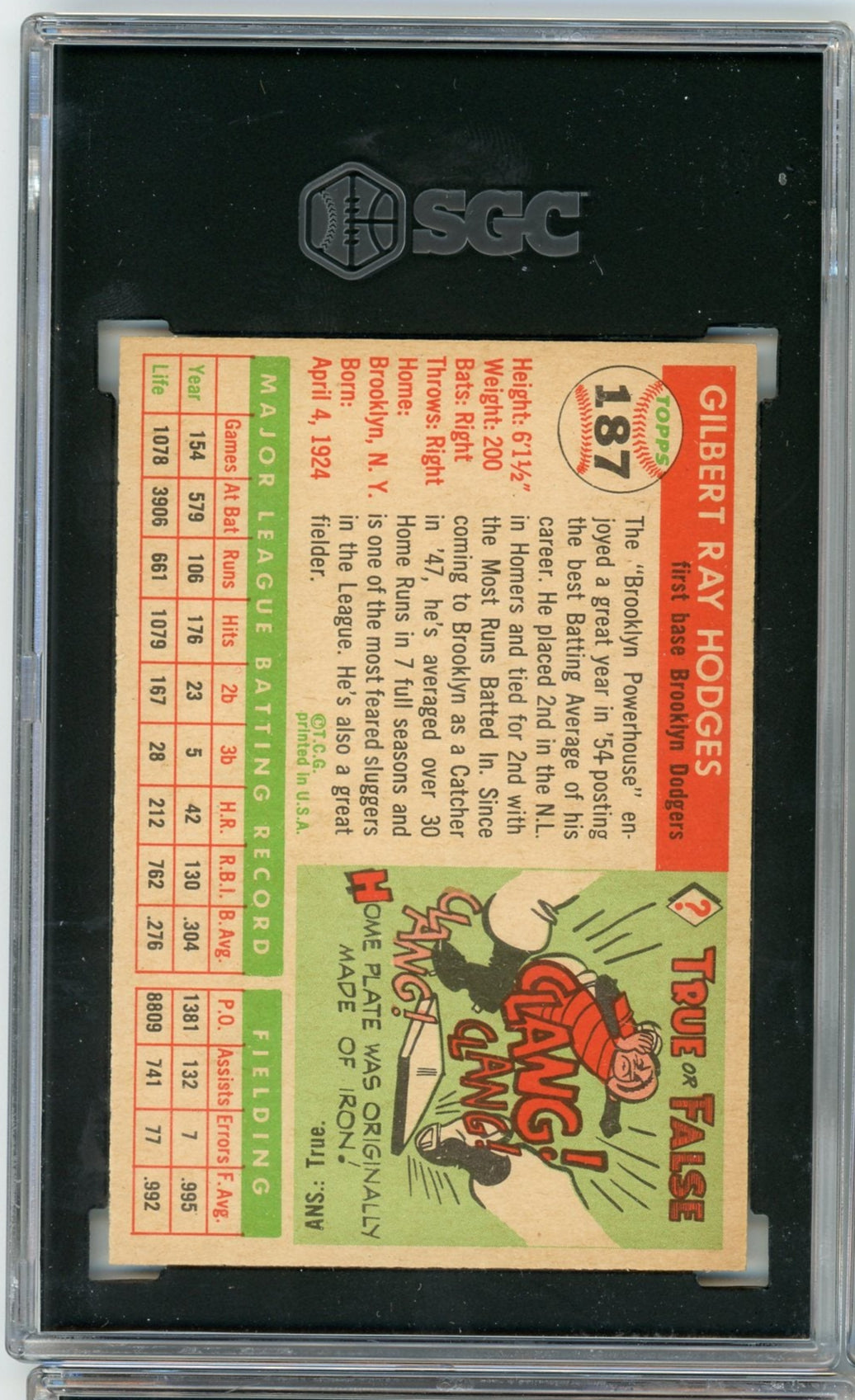 Gil Hodges 1955 Topps SGC 7.5