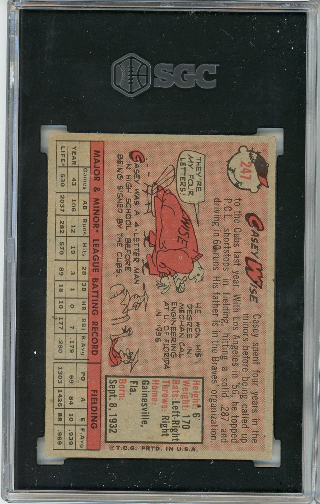 Casey Wise 1958 Topps SGC 4