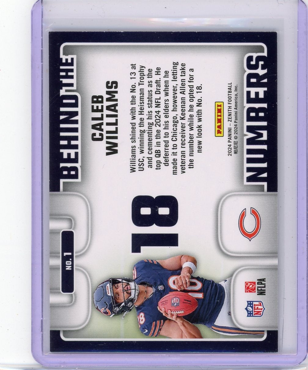 Caleb Williams 2024 Panini Zenith Behind The Numbers