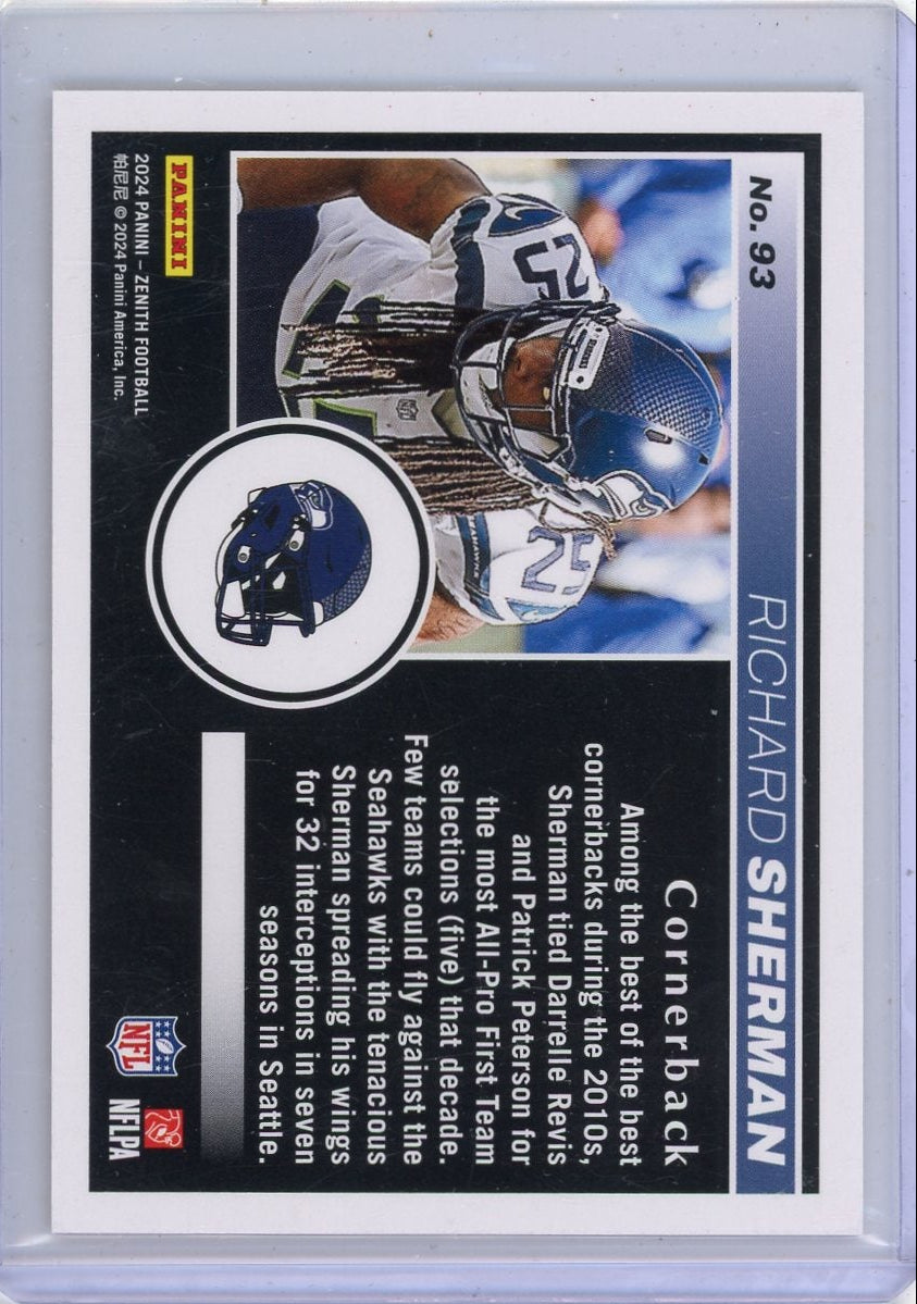Richard Sherman 2024 Panini Zenith Red Zone Gold #'d 01/10