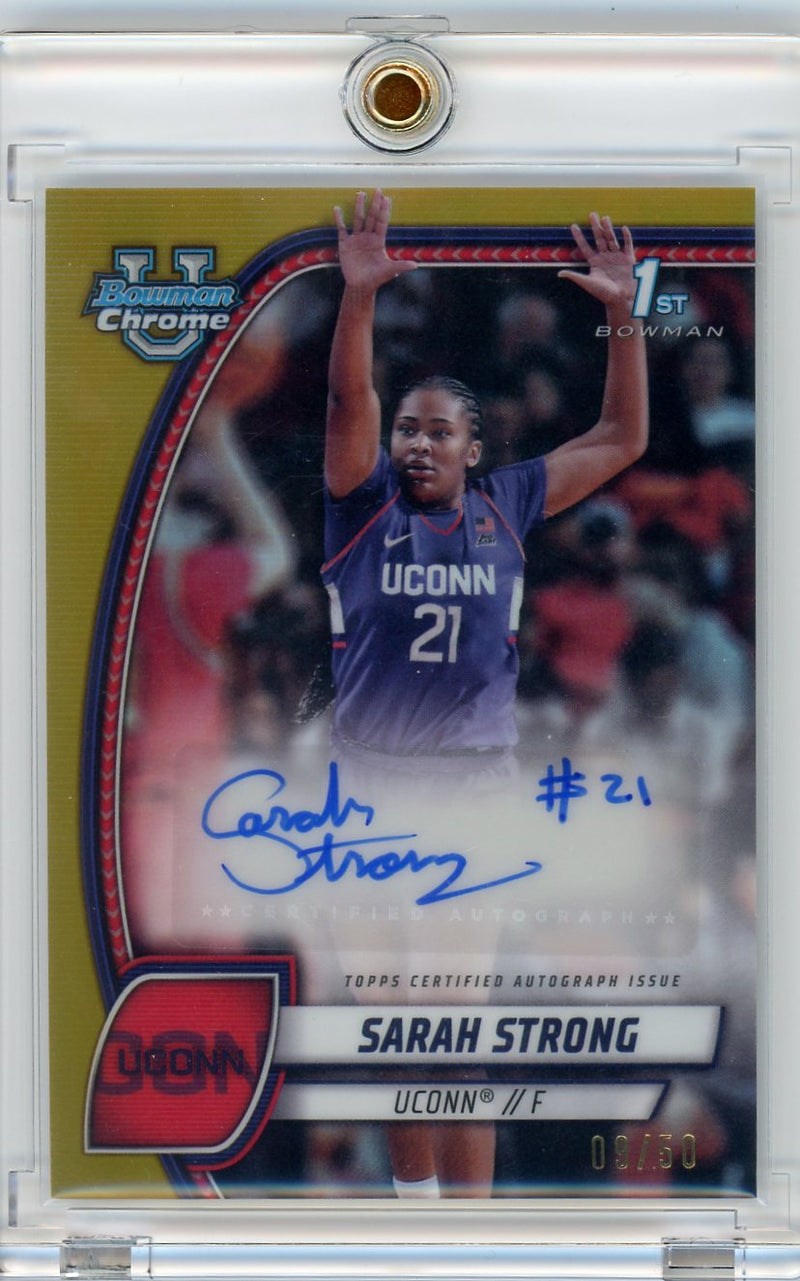Sarah Strong 2025 1st Bowman Chrome autograph gold refractor 