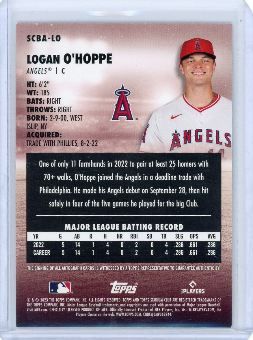 Logan O'Hoppe 2023 Topps Stadium Club autograph rookie card