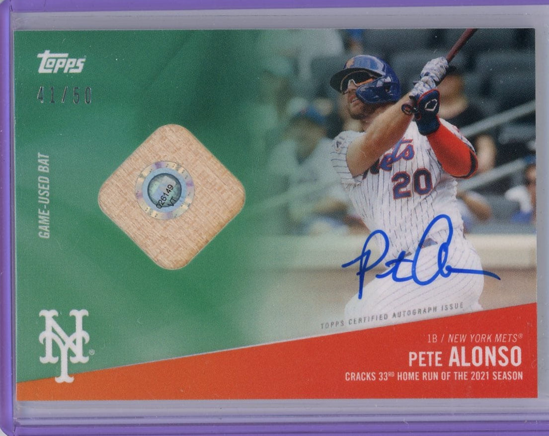 Pete Alonso 2021 Topps Bat Relic Autograph #'d 41/50