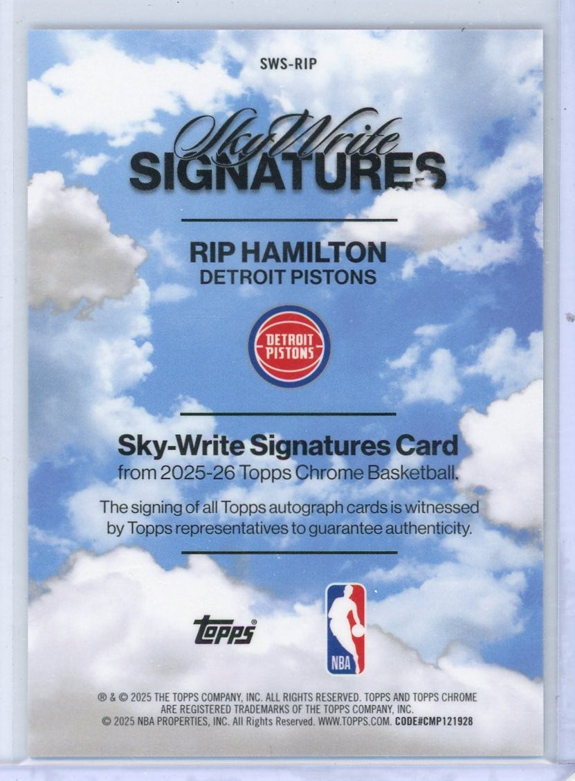 Rip Hamilton 2025 Topps Chrome Skywrite Signatures Autograph Purple #'d 72/75