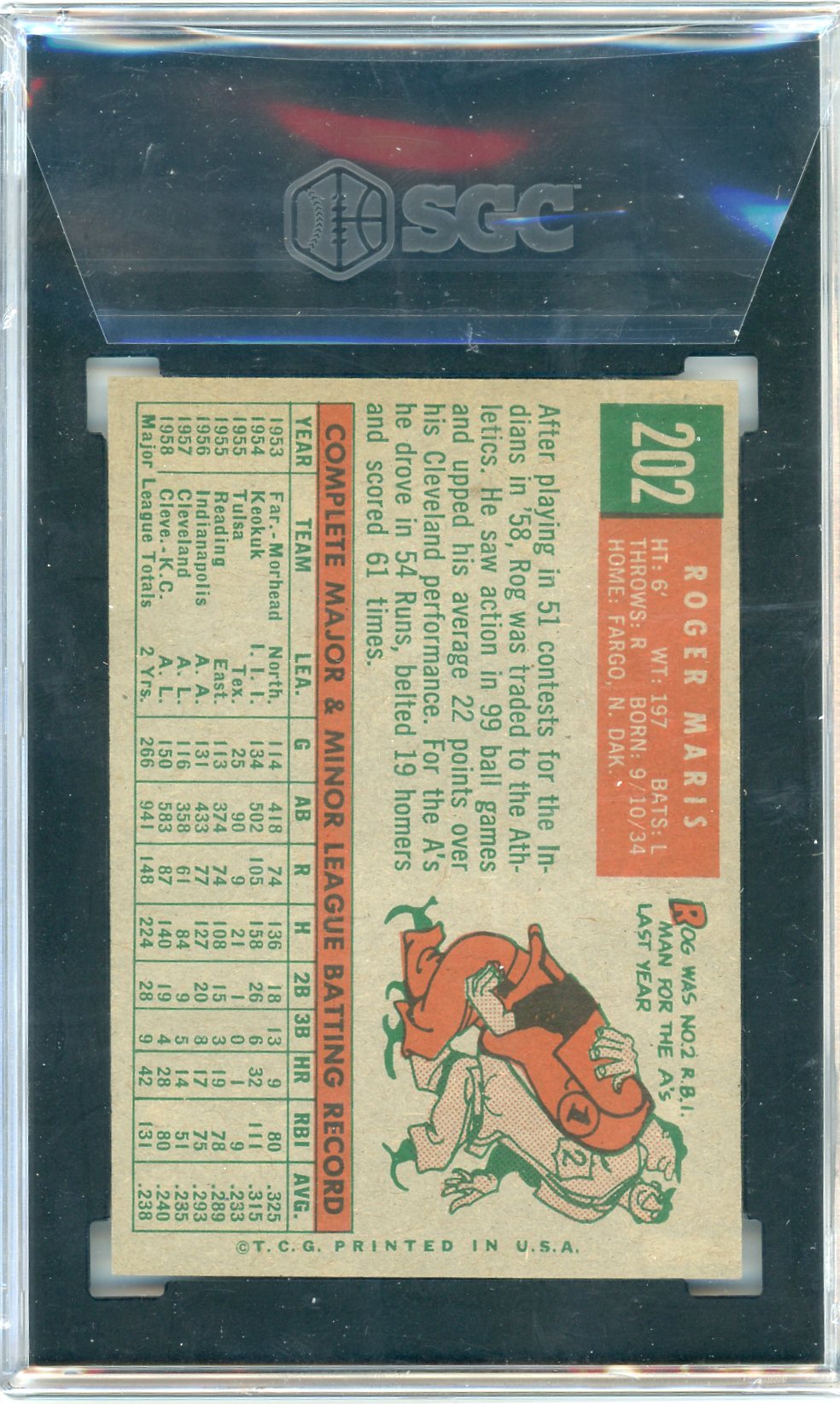 Roger Maris 1959 Topps SGC Authentic