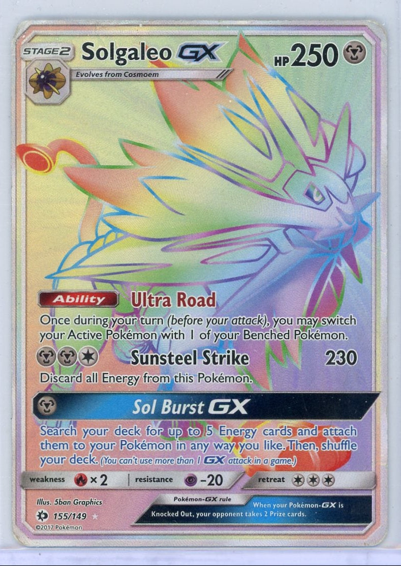 Solgaleo GX Pokémon Sun & Moon Rainbow Rare Full-Art #155/149 DMG