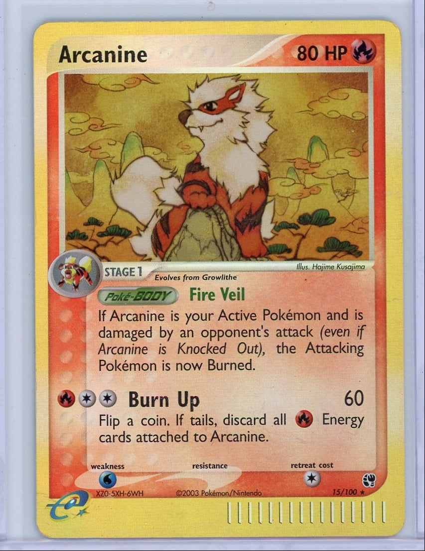 Arcanine 2003 Pokemon Sandstorm reverse holo #15/100 MP/HP