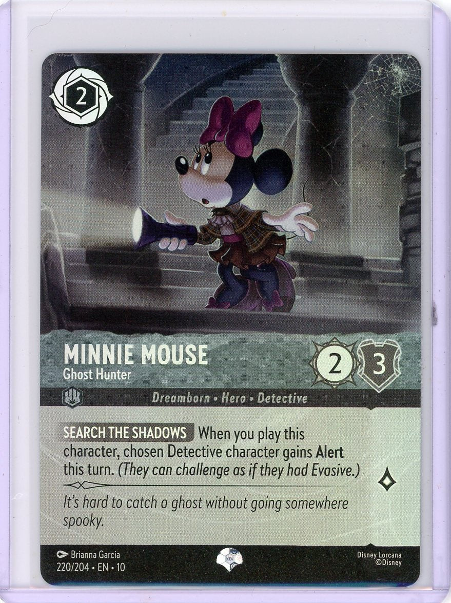 Minnie Mouse Disney Lorcana Whispers In The Well Ghost Hunter Epic holo #220/204
