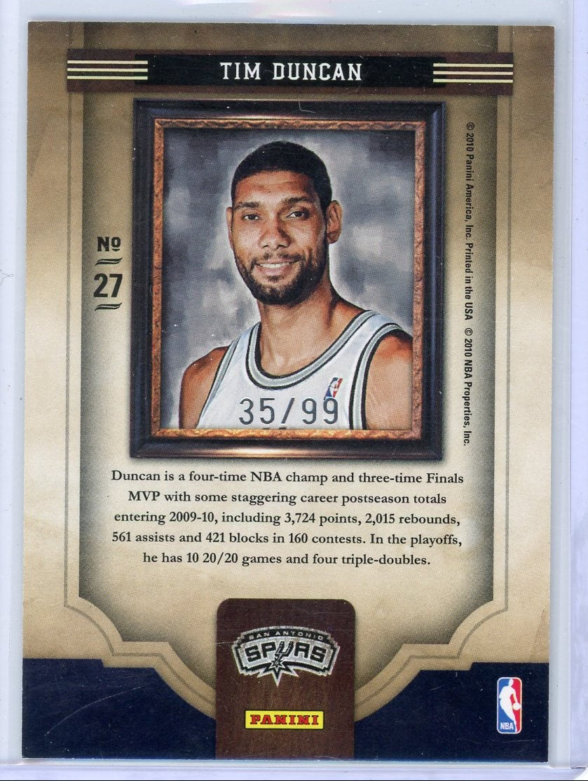 Tim Duncan 2009-10 Panini Court Kings #'d 35/99
