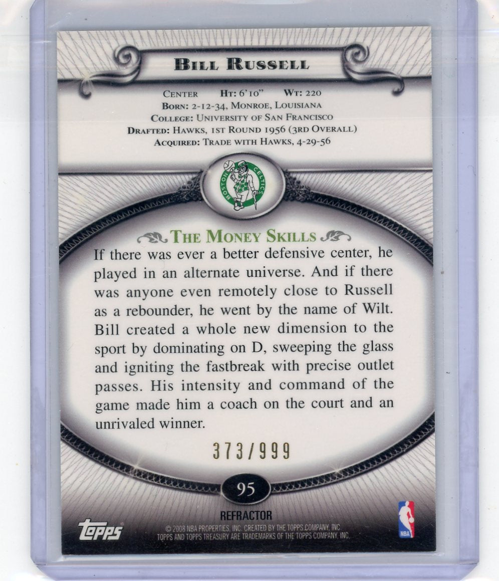 Bill Russell 2008 Topps Treasury refractor #'d 373/999