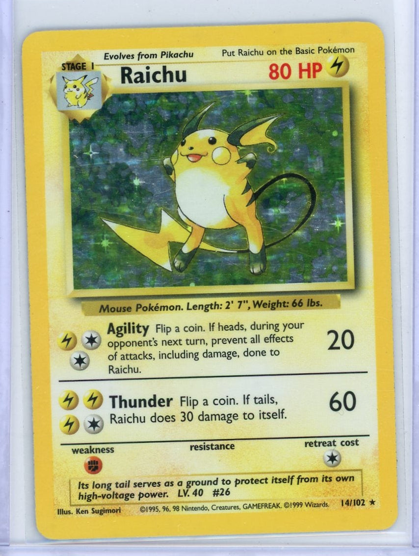 Raichu 1999 Pokemon Base Set holo #14/102 LP