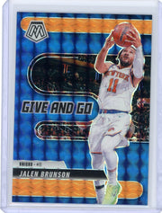 Jalen Brunson 2024-25 Panini Mosaic Give and Go Mosaic Orange Fluorescent #'d 19/25