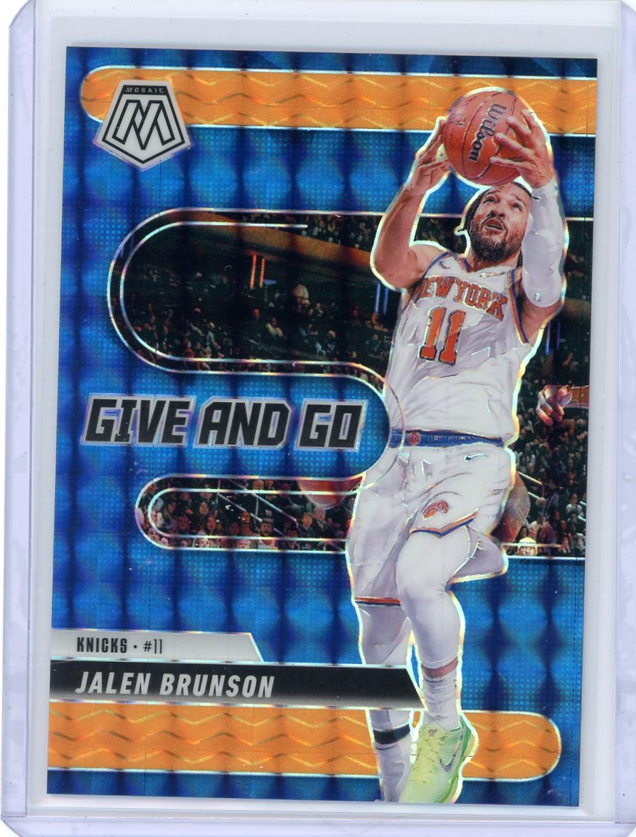 Jalen Brunson 2024-25 Panini Mosaic Give and Go Mosaic Orange Fluorescent #'d 19/25