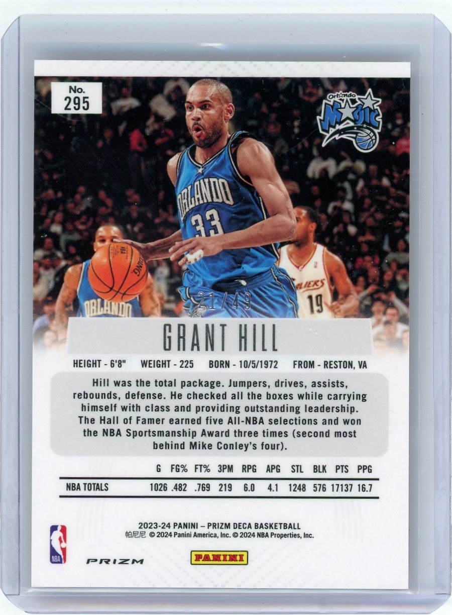 Grant Hill 2023-24 Panini Prizm Deca Orange Prizm #'d 21/49