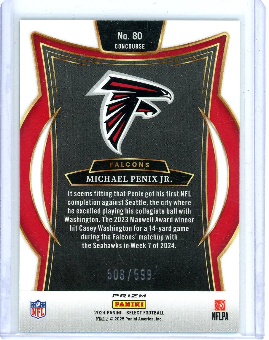 Michael Penix Jr. 2024 Panini Select Concourse Green Shock Prizm RC #'d 508/599