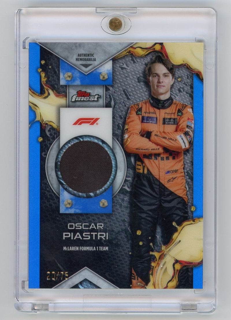 Oscar Piastri 2024 Topps Finest F1 relic blue refractor 