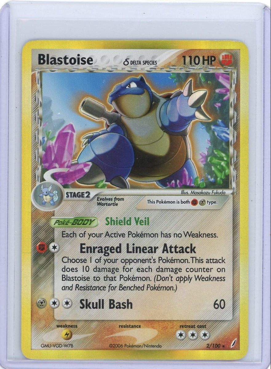 Blastoise Pokémon Crystal Guardians Delta Species Reverse holo #2/100 MP/HP