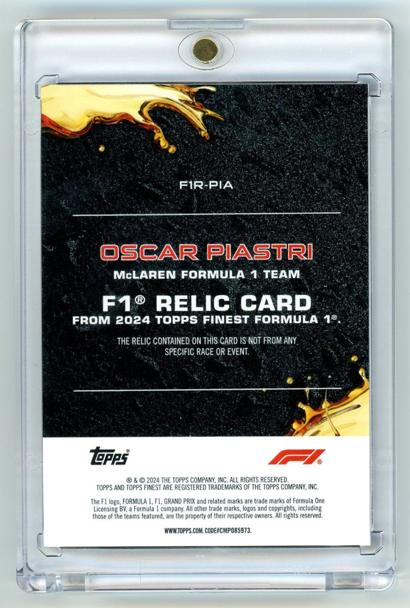 Oscar Piastri 2024 Topps Finest F1 relic blue refractor 