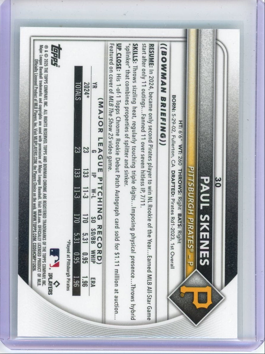Paul Skenes 2025 Bowman Chrome Aqua Geometric Refractor #'d 034/125