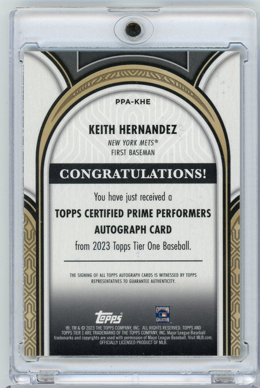 Keith Hernandez 2023 Topps Tier One Prime Performers Auto #'d 085/199