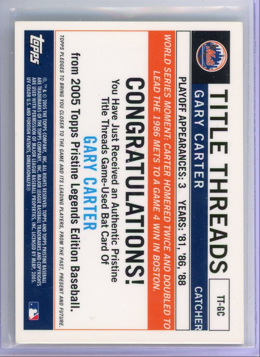 Gary Carter 2005 Topps Pristine Legends Edition Title Threads Game-Used Bat Relic
