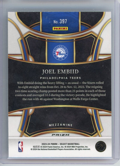 Joel Embiid 2023-24 Select Mezzanine Zebra SSP