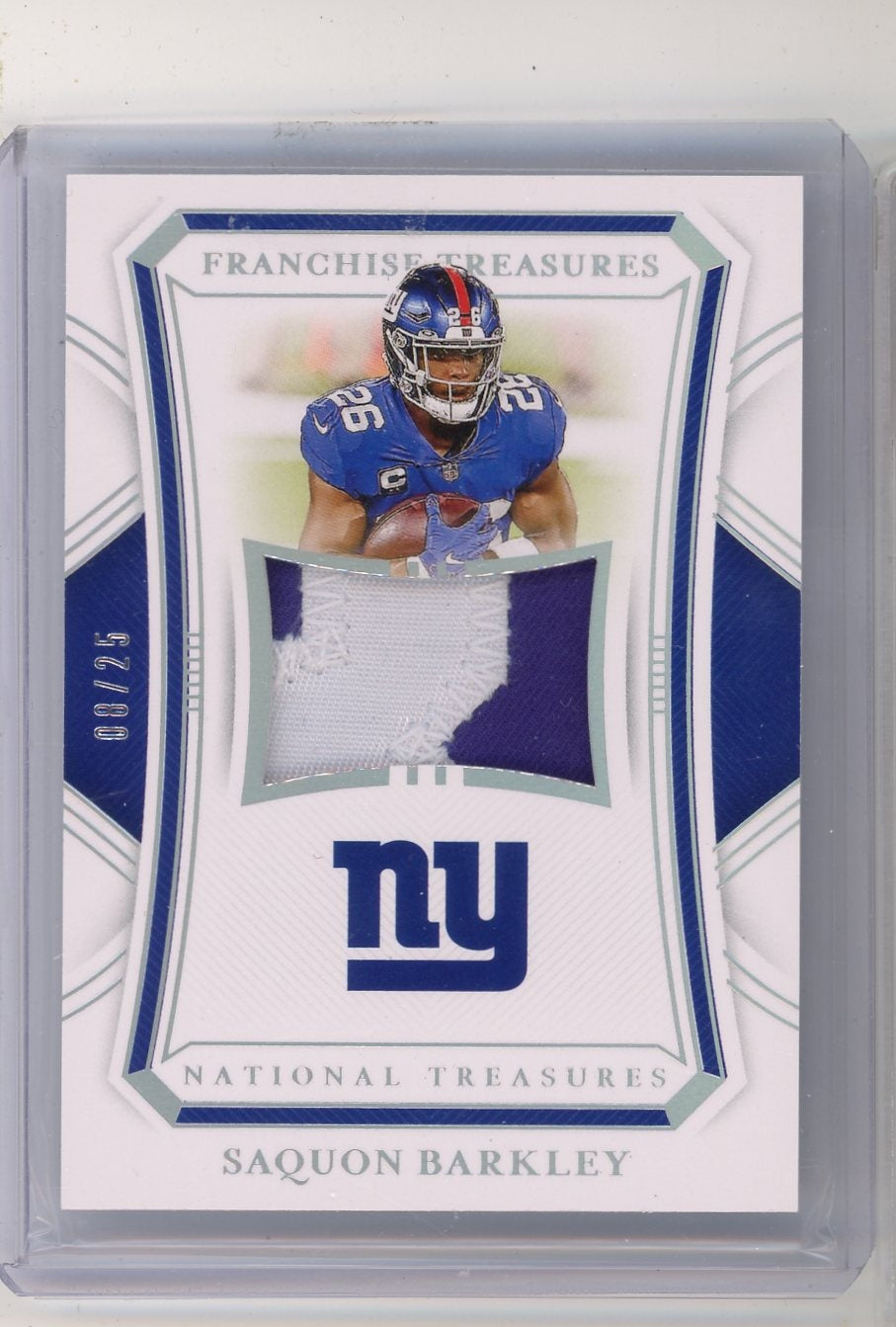 Saquon Barkley 2020 Panini National Treasures Franchise Treasures relic #'d 08/25