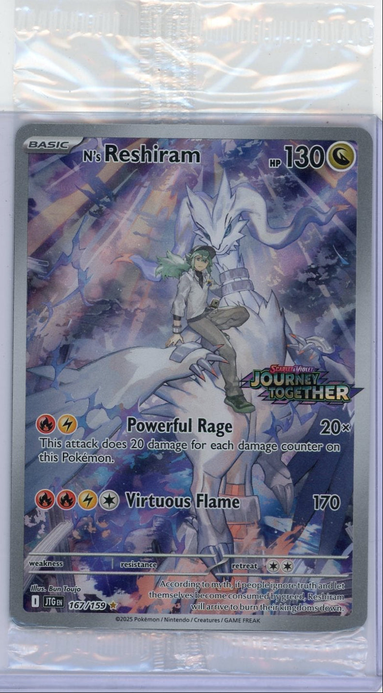 N's Reshiram Pokémon Journey Together Illustration Rare #167/159 Stamped Promo (sealed)