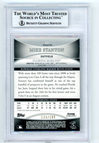 Mike (Giancarlo) Stanton 2010 Bowman Sterling refractor rookie card #'d 133/199 BGS 9