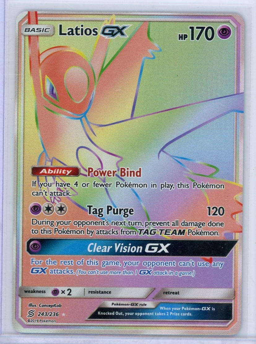 Latios GX Pokémon Unified Minds Rainbow Secret Rare #243/236
