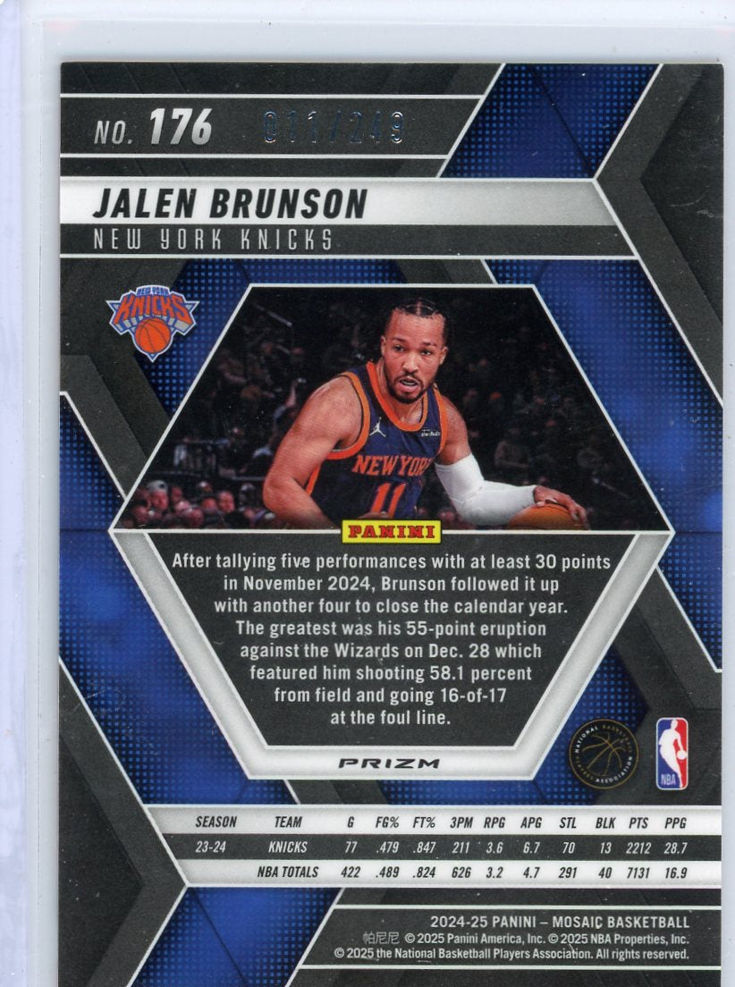 Jalen Brunson 2024-25 Panini Mosaic Orange Mosaic #'d 011/249 (Jersey Match)