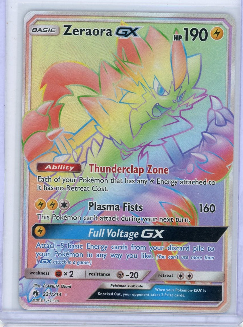 Zeraora GX Pokémon Lost Thunder Rainbow Secret Rare #221/214