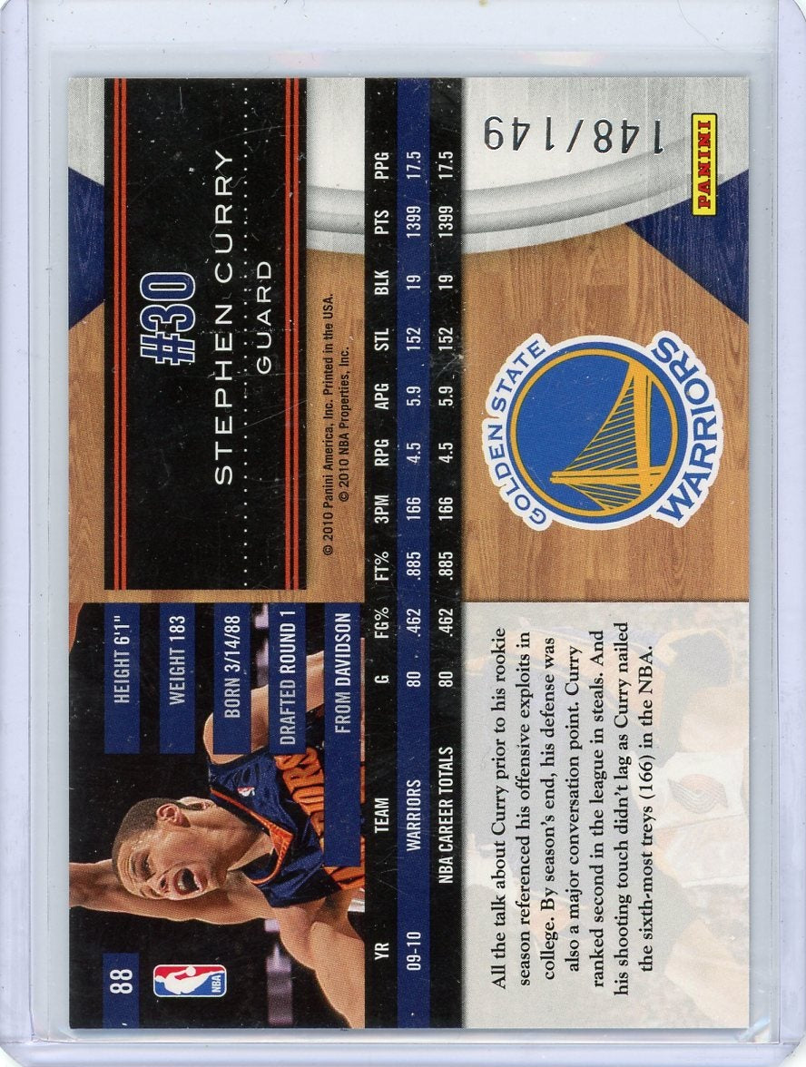Stephen Curry 2010-11 Panini Limited holo #'d 148/149